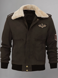 Mens Black Shearling Fur Sheepskin Motorcycle Jacket