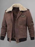 Mens Black Shearling Fur Sheepskin Motorcycle Jacket