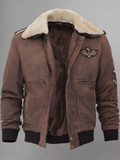 Mens Black Shearling Fur Sheepskin Motorcycle Jacket