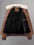 Mens Black Shearling Fur Sheepskin Motorcycle Jacket