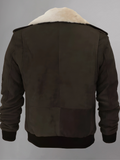 Mens Black Shearling Fur Sheepskin Motorcycle Jacket