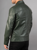 Mens Brando Cafe Racer Motorcycle Leather Jacket