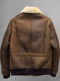 Mens Brown B3 Bomber Shearling Fur Sheepskin Jacket