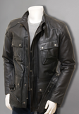 Mens Cafe Racer Biker Distressed Leather Jacket Coat
