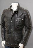 Mens Cafe Racer Biker Distressed Leather Jacket Coat
