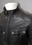 Mens Cafe Racer Biker Distressed Leather Jacket Coat
