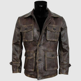 Men’s Stylish Cafe Racer Biker Distressed Brown Leather Jacket