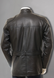 Mens Cafe Racer Biker Distressed Leather Jacket Coat
