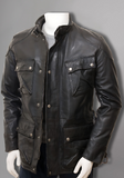 Mens Cafe Racer Biker Distressed Leather Jacket Coat
