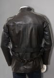 Mens Cafe Racer Biker Distressed Leather Jacket Coat
