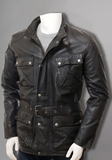 Mens Cafe Racer Biker Distressed Leather Jacket Coat
