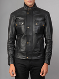 Mens Cafe Racer Distressed Brown Jacket
