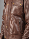 Mens Cafe Racer Distressed Brown Jacket
