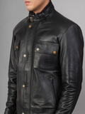 Mens Cafe Racer Distressed Brown Jacket
