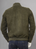 Mens Camel Suede Leather Bomber Jacket