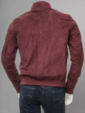 Mens Camel Suede Leather Bomber Jacket