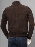 Mens Camel Suede Leather Bomber Jacket