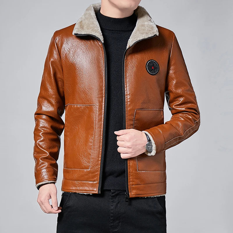 Mens Causal Leather Jacket