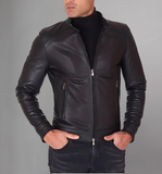 Mens Classic Dark Brown Leather Jacket