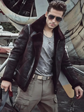 Mens Dark Brown B3 Aviator Pilot Flying Shearling Leather Jacket