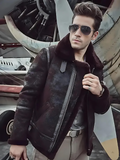 Mens Dark Brown B3 Aviator Pilot Flying Shearling Leather Jacket