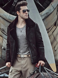 Mens Dark Brown B3 Aviator Pilot Flying Shearling Leather Jacket