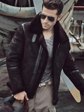 Mens Dark Brown B3 Aviator Pilot Flying Shearling Leather Jacket