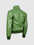 Mens Elegant Green Bomber Leather Jacket