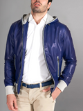 Mens Elegant Green Bomber Leather Jacket