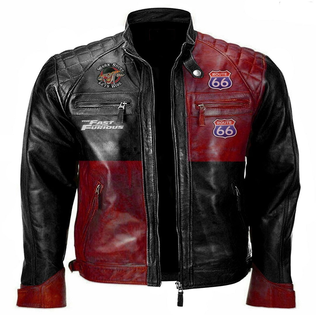 Mens Leather Jacket Biker Vintage Motorcycle Racer Distressed Genuine Leather Jackets Empire