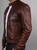 Mens Pink Biker Motorcycle Cafe Racer Jacket made with Genuine Sheepskin Leather
