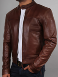 Mens Pink Biker Motorcycle Cafe Racer Jacket made with Genuine Sheepskin Leather