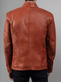 Mens Retro Cafe Racer Distressed Brown Jacket
