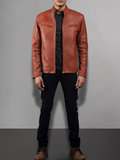 Mens Retro Cafe Racer Distressed Brown Jacket
