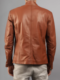 Mens Retro Cafe Racer Distressed Brown Jacket
