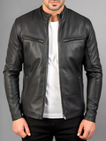 Mens Retro Cafe Racer Distressed Brown Jacket
