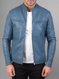 Mens Retro Cafe Racer Distressed Brown Jacket
