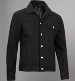 Mens Rip Trucker Black Cotton Jacket