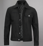 Mens Rip Trucker Black Cotton Jacket