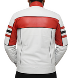 Mens White Biker Nappa Leather Jacket