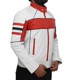 Mens White Biker Nappa Leather Jacket