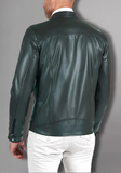 Mens White Biker Vintage Cafe Racer Genuine Leather Jacket
