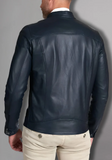 Mens White Biker Vintage Cafe Racer Genuine Leather Jacket
