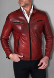 Mens White Biker Vintage Cafe Racer Genuine Leather Jacket
