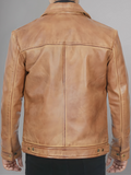 Mens Yellow Biker Motorcycle Vintage Cafe Racer Genuine Leather Jacket