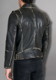 Mens Yellow Real Vintage Distressed Biker Cafe Racer Leather Jacket
