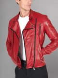 Mens Zipper Style Quilted Leather Jacket