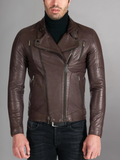 Mens Zipper Style Quilted Leather Jacket