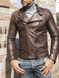 Mens Zipper Style Quilted Leather Jacket