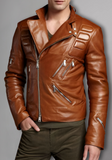 New Brown Vintage Leather Biker Stylish Jacket For Men